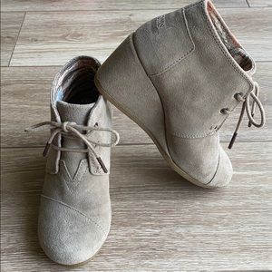 Toms Kala Wedge Bootie in Desert Taupe Suede